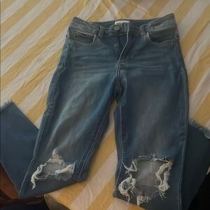 Shop taluluah Blue Skinny Jeans with Distressed Details